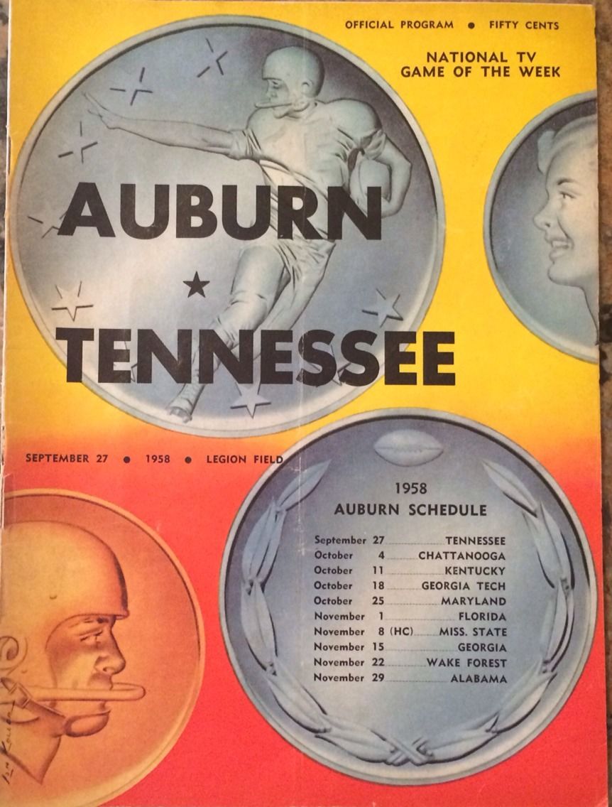 College Football Program: Auburn Tigers vs. Tennessee Volunteers (September 27, 1958)