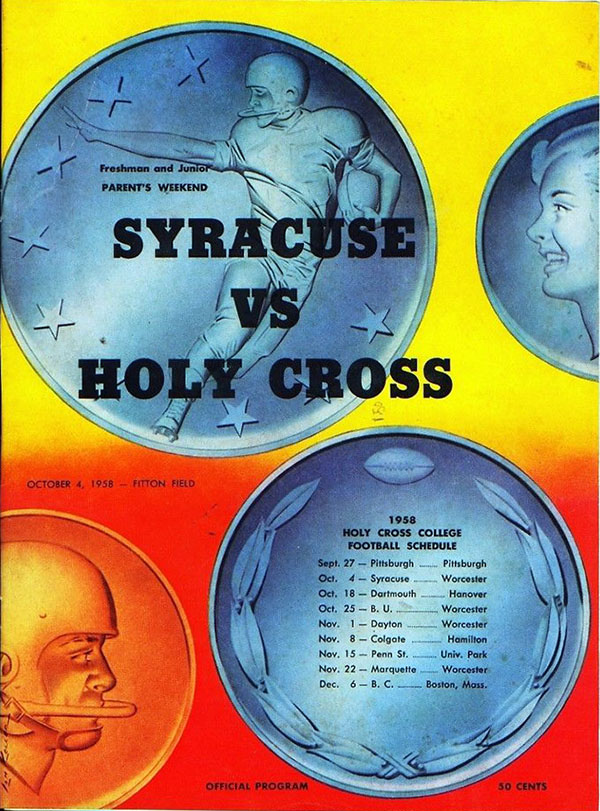 College Football Program: Holy Cross Crusaders vs. Syracuse Orangemen (October 4, 1958)