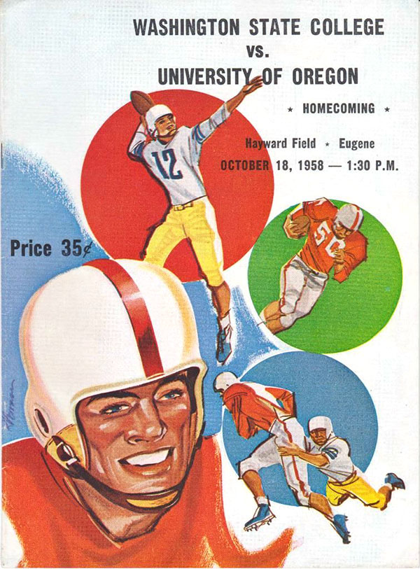 College Football Program: Oregon Ducks vs. Washington State Cougars (October 18, 1958)