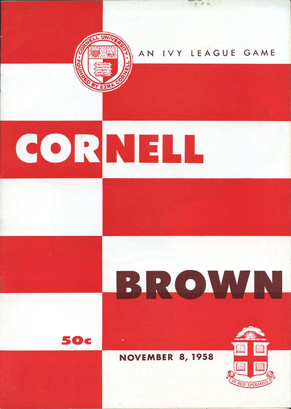 College Football Program: Brown Bears vs. Cornell Big Red (November 8, 1958)