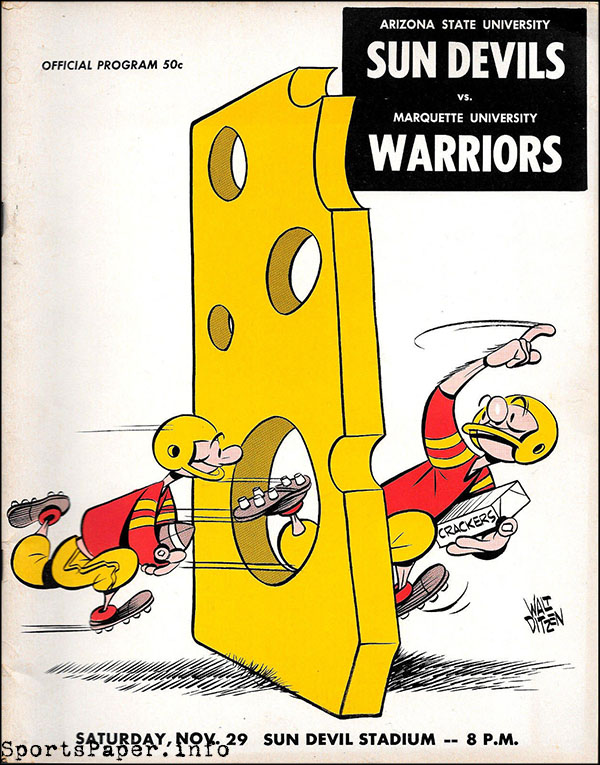 College Football Program: Arizona State Sun Devils vs. Marquette Warriors (November 29, 1958)