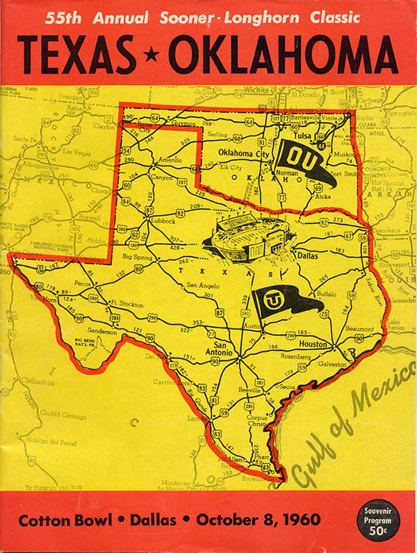 College Football Program: Texas Longhorns vs. Oklahoma Sooners (October 8, 1960)