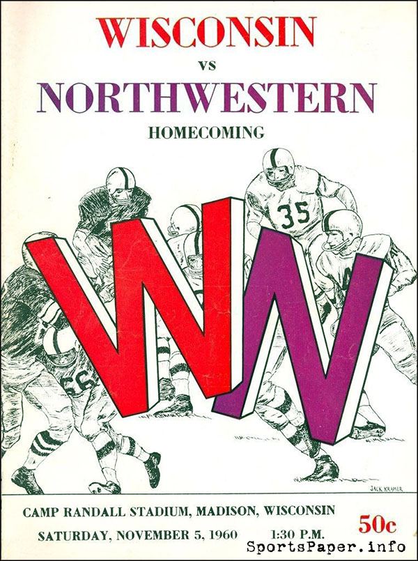 College Football Program: Wisconsin Badgers vs. Northwestern Wildcats (November 5, 1960)