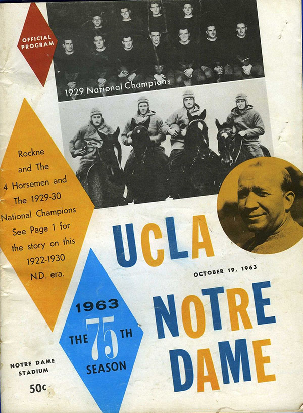 College Football Program: Notre Dame Fighting Irish vs. UCLA Bruins (October 19, 1963)