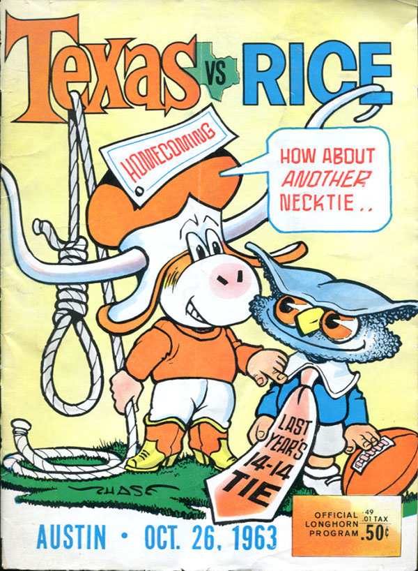 College Football Program: Texas Longhorns vs. Rice Owls (October 26, 1963)