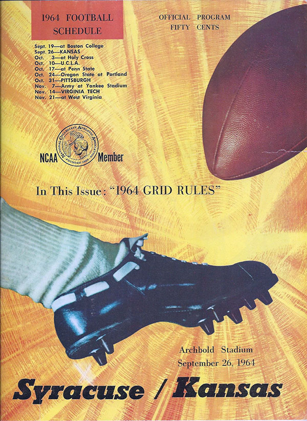 College Football Program: Syracuse Orangemen vs. Kansas Jayhawks (September 26, 1964)