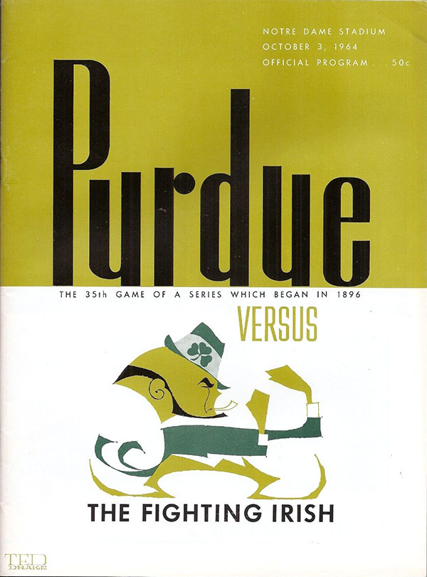 College Football Program: Notre Dame Fighting Irish vs. Purdue Boilermakers (October 3, 1964)