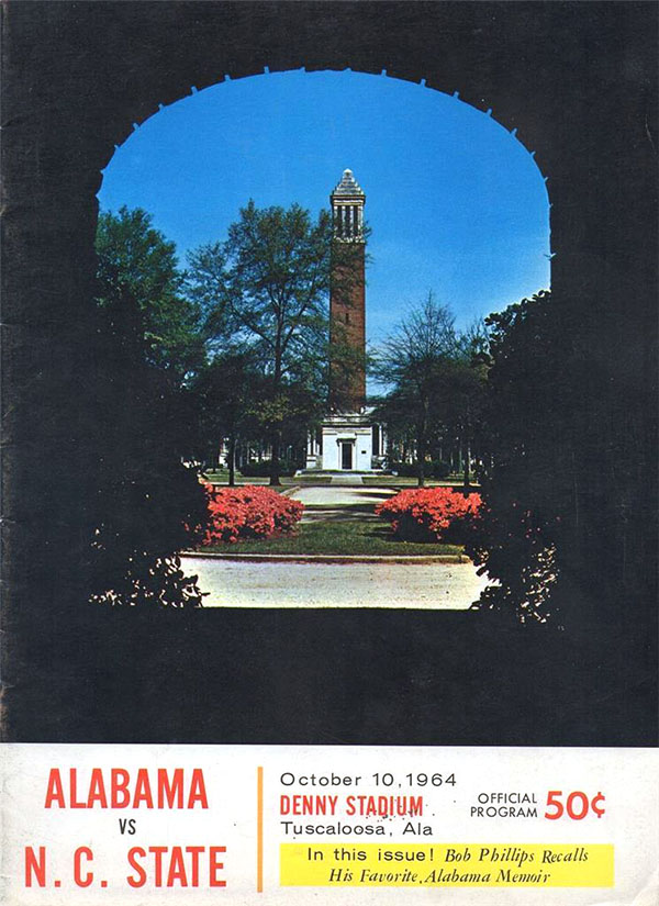 College Football Program: Alabama Crimson Tide vs. NC State Wolfpack (October 10, 1964)