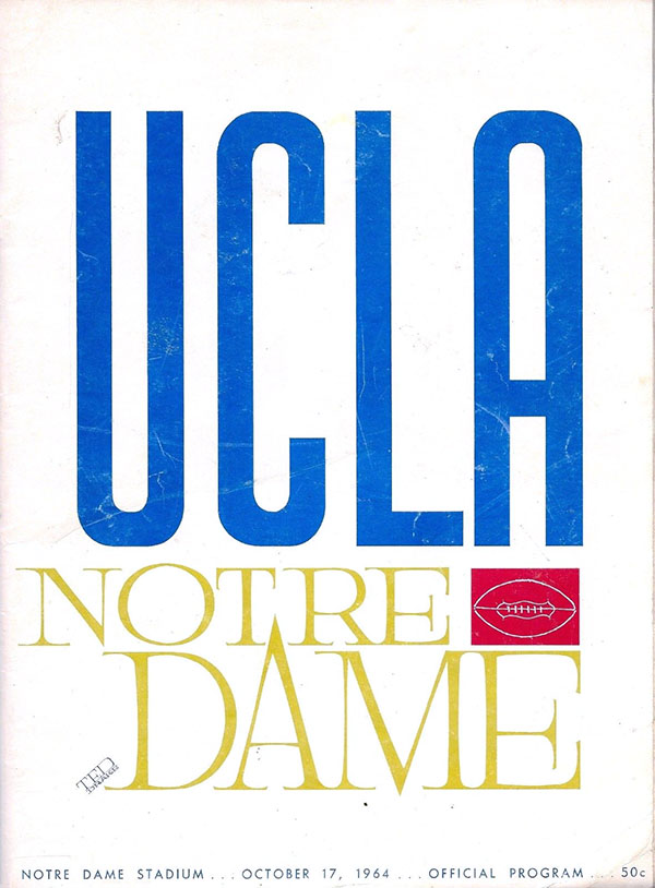 College Football Program: Notre Dame Fighting Irish vs. UCLA Bruins (October 17, 1964)