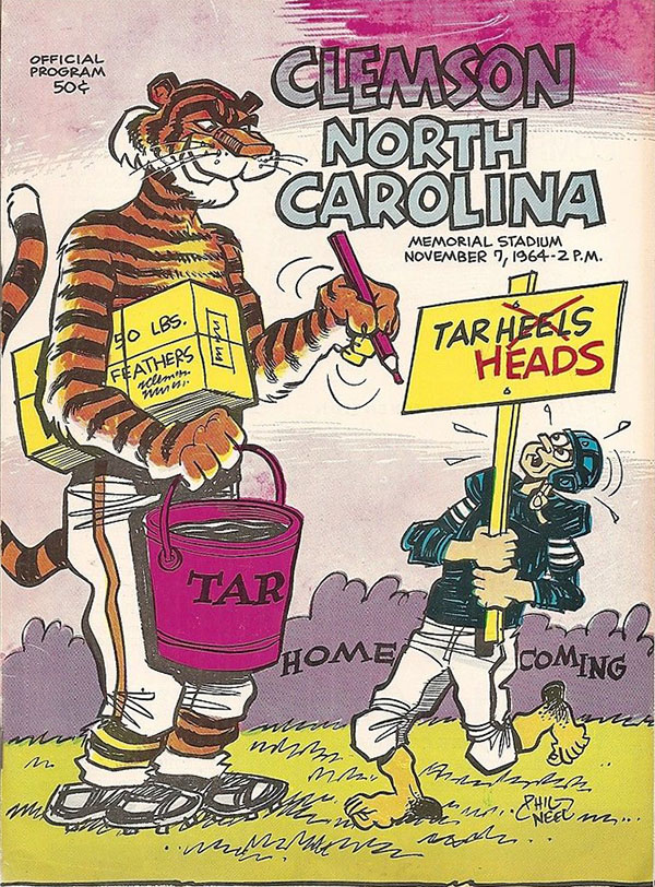 College Football Program: Clemson Tigers vs. North Carolina Tar Heels (November 7, 1964)