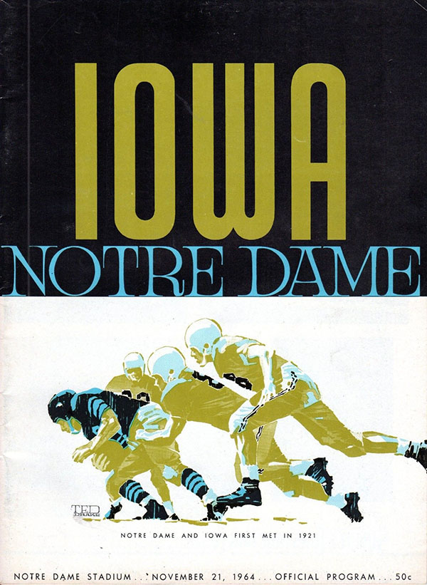 College Football Program: Notre Dame Fighting Irish vs. Iowa Hawkeyes (November 21, 1964)