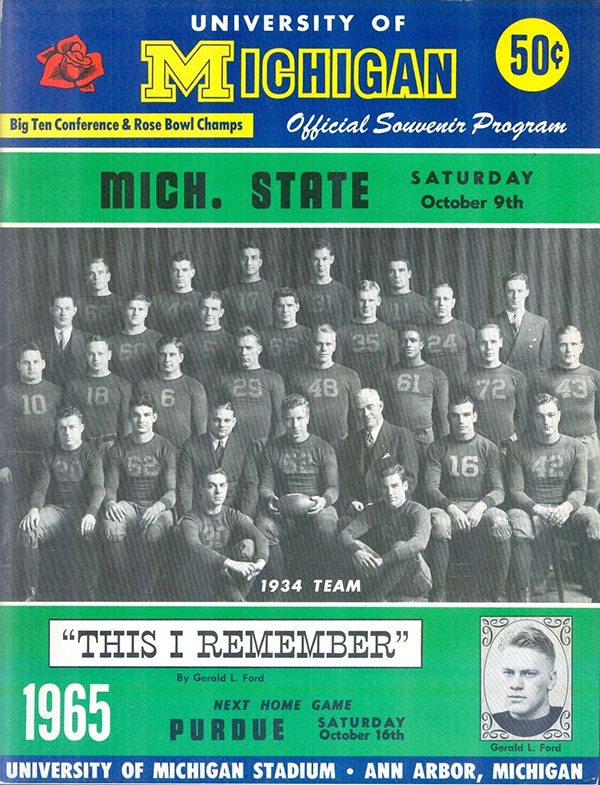 College Football Program: Michigan Wolverines vs. Michigan State Spartans (October 9, 1965)