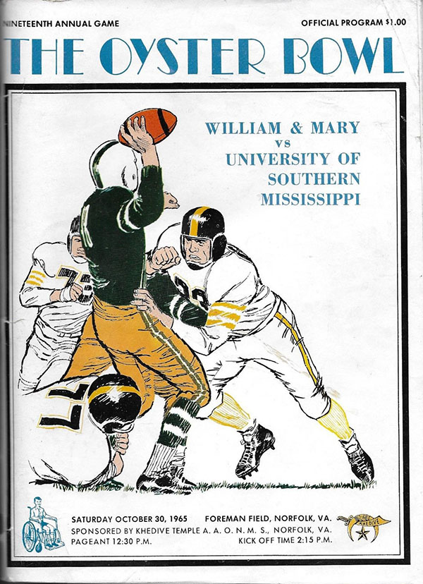 College Football Program: William & Mary Indians vs. Southern Miss Golden Eagles (October 30, 1965)