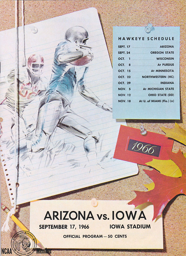 College Football Program: Iowa Hawkeyes vs. Arizona Wildcats (September 17, 1966)