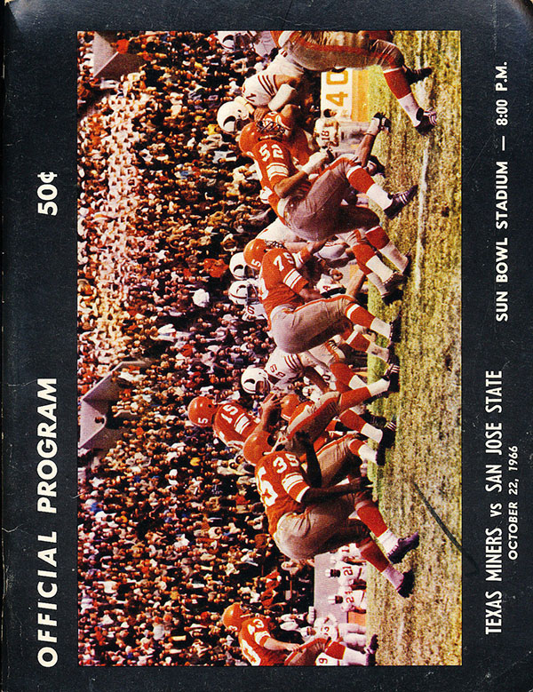 College Football Program: Texas Western Miners vs. San Jose State Spartans (October 22, 1966)