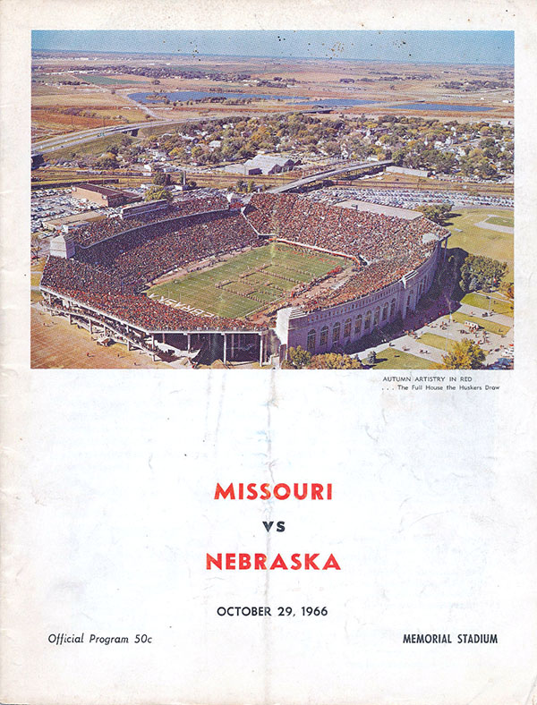 College Football Program: Nebraska Cornhuskers vs. Missouri Tigers (October 29, 1966)