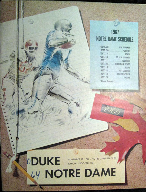 College Football Program: Notre Dame Fighting Irish vs. Duke Blue Devils (November 12, 1966)