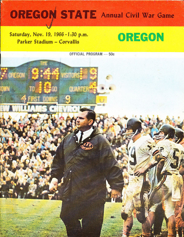 College Football Program: Oregon State Beavers vs. Oregon Ducks (November 19, 1966)