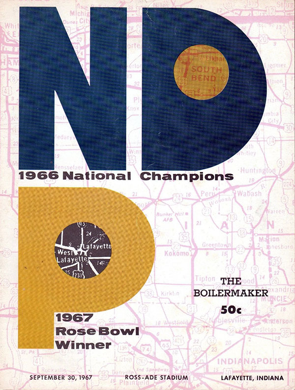 College Football Program: Purdue Boilermakers vs. Notre Dame Fighting Irish (September 30, 1967)