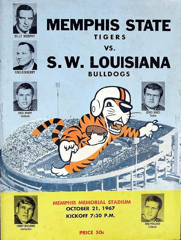 College Football Program: Memphis State Tigers vs. Southwestern Louisiana Bulldogs (October 21, 1967)