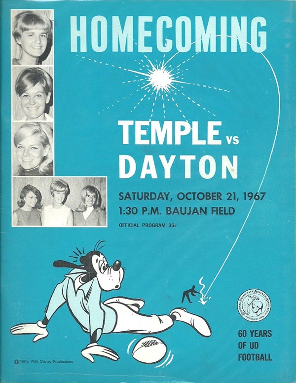 College Football Program: Dayton Flyers vs. Temple Owls (October 21, 1967)