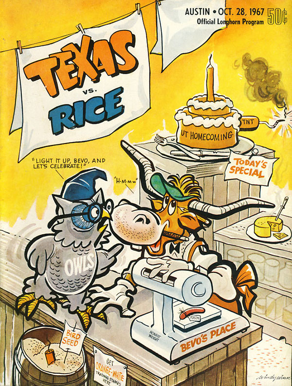 College Football Program: Texas Longhorns vs. Rice Owls (October 28, 1967)