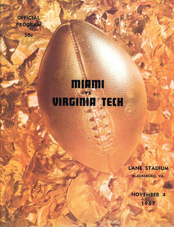 College Football Program: Virginia Tech Gobblers vs. Miami Hurricanes (November 4, 1967)