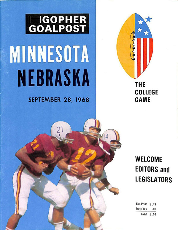 College Football Program: Minnesota Golden Gophers vs. Nebraska Cornhuskers (September 28, 1968)