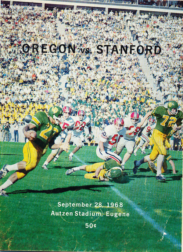 College Football Program: Oregon Ducks vs. Stanford Indians (September 28, 1968)