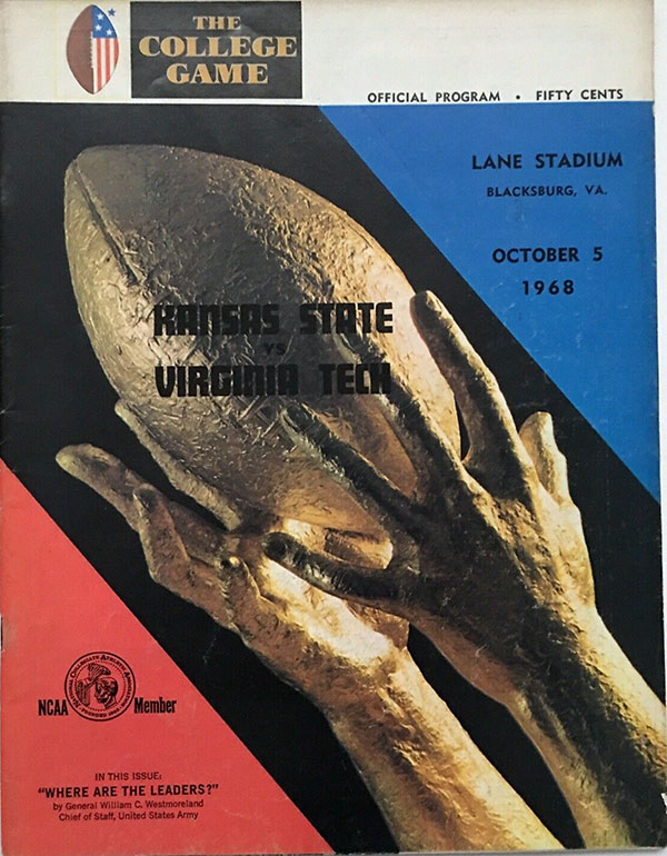 College Football Program: Virginia Tech Gobblers vs. Kansas State Wildcats (October 5, 1968)