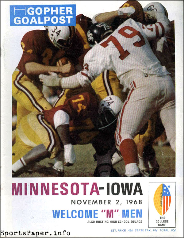 College Football Program: Minnesota Golden Gophers vs. Iowa Hawkeyes (November 2, 1968)