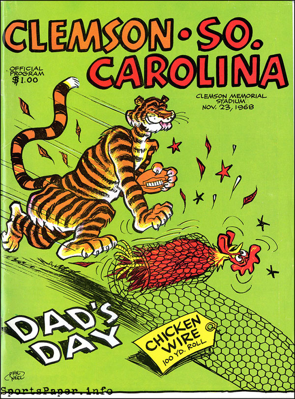 College Football Program: Clemson Tigers vs. South Carolina Gamecocks (November 23, 1968)