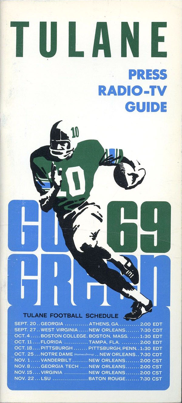 College Football Media Guide: Tulane Green Wave (1969)