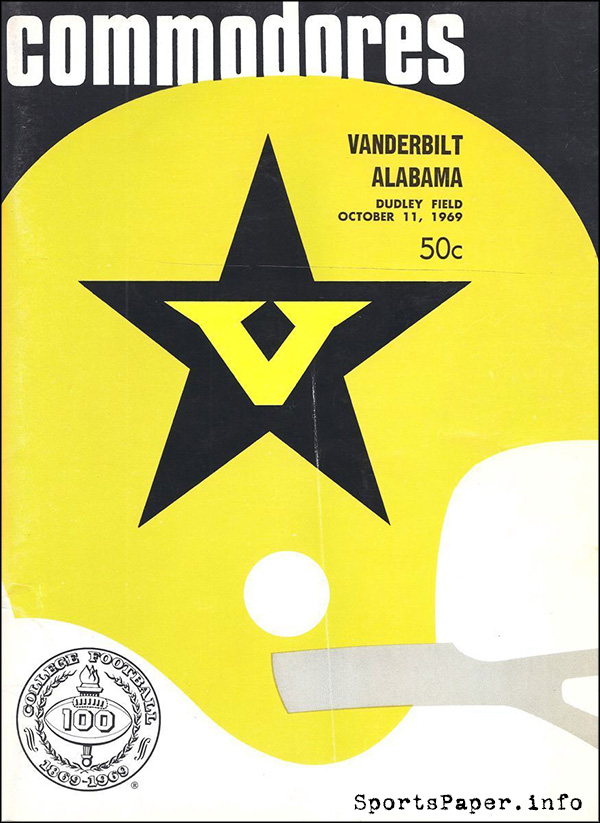 College Football Program: Vanderbilt Commodores vs. Alabama Crimson Tide (October 11, 1969)