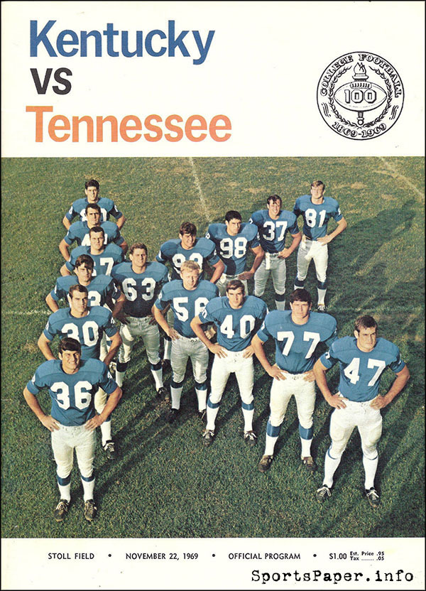 College Football Program: Kentucky Wildcats vs. Tennessee Volunteers (November 22, 1969)