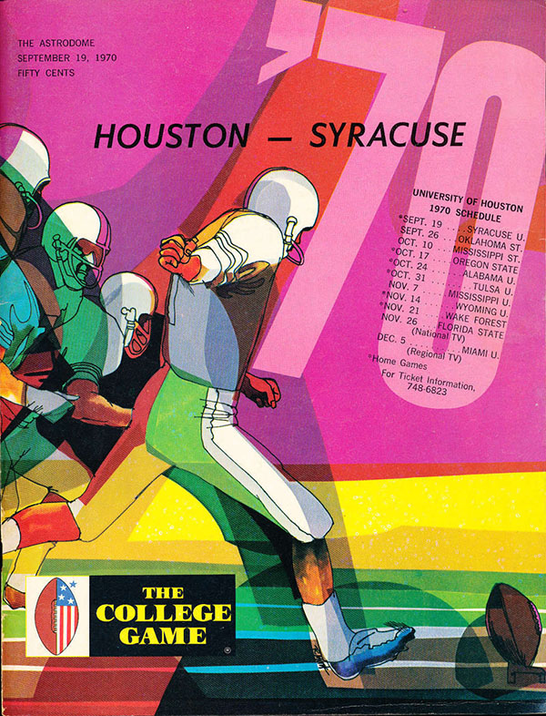 College Football Program: Houston Cougars vs. Syracuse Orangemen (September 19, 1970)