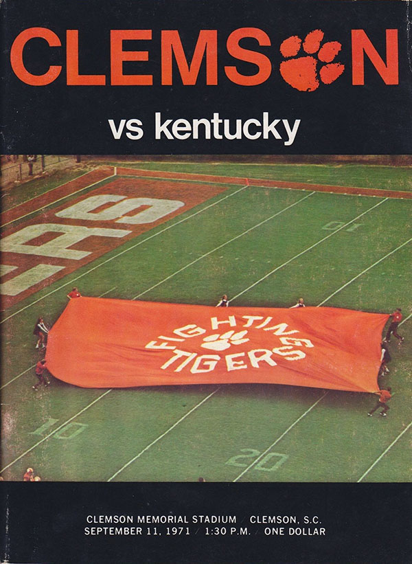 College Football Program: Clemson Tigers vs. Kentucky Wildcats (September 11, 1971)