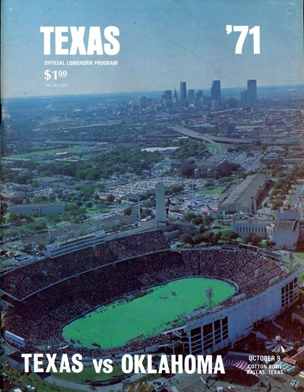 College Football Program: Texas Longhorns vs. Oklahoma Sooners (October 9, 1971)