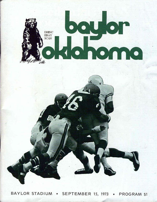 College Football Program: Baylor Bears vs. Oklahoma Sooners (September 15, 1973)