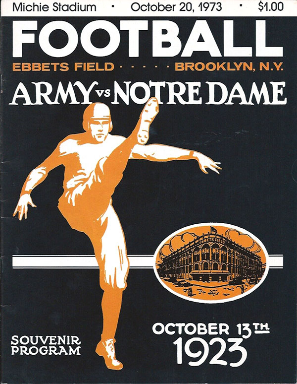 College Football Program: Army Cadets vs. Notre Dame Fighting Irish (October 20, 1973)