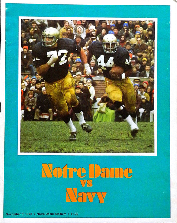 College Football Program: Notre Dame Fighting Irish vs. Navy Midshipmen (November 3, 1973)