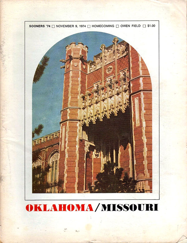 College Football Program: Oklahoma Sooners vs. Missouri Tigers (November 9, 1974)