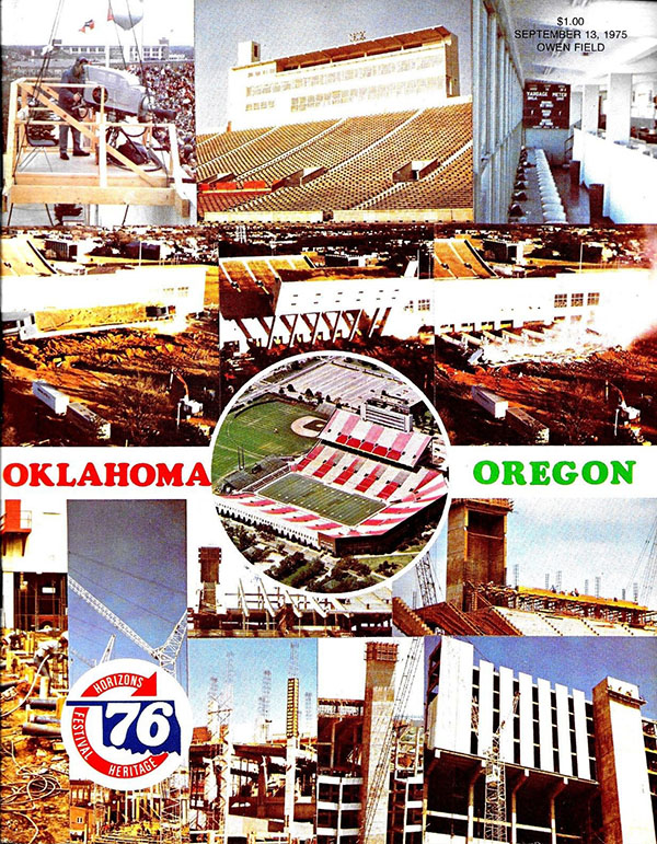 College Football Program: Oklahoma Sooners vs. Oregon Ducks (September 13, 1975)