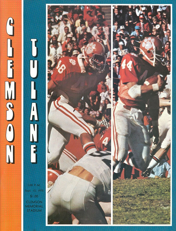 College Football Program: Clemson Tigers vs. Tulane Green Wave (September 13, 1975)