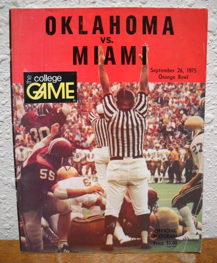 College Football Program: Miami Hurricanes vs. Oklahoma Sooners (September 26, 1975)