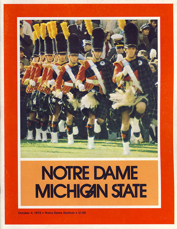 College Football Program: Notre Dame Fighting Irish vs. Michigan State Spartans (October 4, 1975)