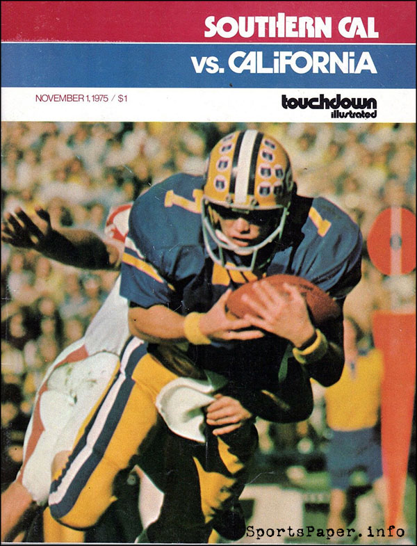 College Football Program: California Golden Bears vs. USC Trojans (November 1, 1975)