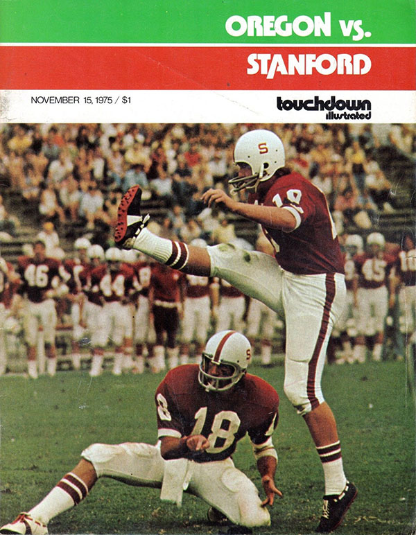 College Football Program: Stanford Cardinals vs. Oregon Ducks (November 15, 1975)