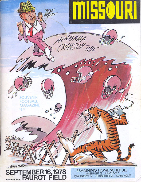 College Football Program: Missouri Tigers vs. Alabama Crimson Tide (September 16, 1978)