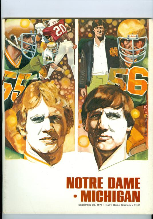 College Football Program: Notre Dame Fighting Irish vs. Michigan Wolverines (September 23, 1978)